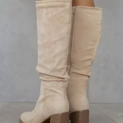 Προϋπολογισμός 😉 The Fashion Project Μπότες Suede με τετράγωνο τακούνι - Μπεζ 😀 -Sneakers Κατάστημα mpotes suede me tetragwno takouni 108712 7cjb