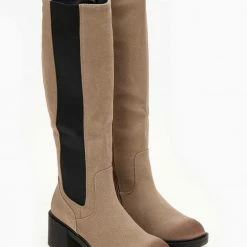 Η καλύτερη συμφωνία 👏 The Fashion Project Μπότες Suede με χαμηλό τακούνι και λάστιχο - Τάουπε 🛒 -Sneakers Κατάστημα mpotes suede me xamilo takouni kai lastixo 105981 wn25