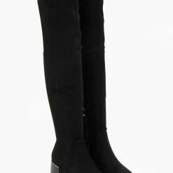 Flash Sale 🧨 The Fashion Project Μπότες πάνω από το γόνατο με μεταλλική λεπτομέρεια - Μαύρο 🥰 -Sneakers Κατάστημα mpotes suede panw apo to gonato 106481 lwtc