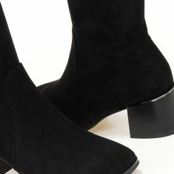 Flash Sale 🧨 The Fashion Project Μπότες πάνω από το γόνατο με μεταλλική λεπτομέρεια - Μαύρο 🥰 -Sneakers Κατάστημα mpotes suede panw apo to gonato 106481 v7zj