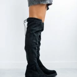 Κουπόνι 😉 The Fashion Project Μπότες πάνω από το γόνατο Suede - Μαύρο 💯 -Sneakers Κατάστημα mpotes suede panw apo to gonato 98908 je4y