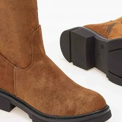 Πολύ καλή προσφορά 🧨 The Fashion Project Μπότες πάνω από το γόνατο Suede - Ταμπά 🎁 -Sneakers Κατάστημα mpotes suede panw apo to gonato 98909 9fgs