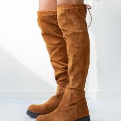 Πολύ καλή προσφορά 🧨 The Fashion Project Μπότες πάνω από το γόνατο Suede - Ταμπά 🎁