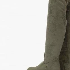 Νέος 🌟 The Fashion Project Μπότες πάνω από το γόνατο Suede - Χακί 🎁 -Sneakers Κατάστημα mpotes suede panw apo to gonato 98910 0zms