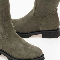 Νέος 🌟 The Fashion Project Μπότες πάνω από το γόνατο Suede - Χακί 🎁 -Sneakers Κατάστημα mpotes suede panw apo to gonato 98910 4ob7