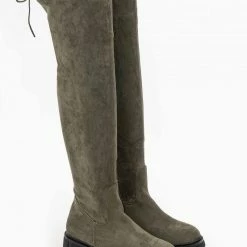Νέος 🌟 The Fashion Project Μπότες πάνω από το γόνατο Suede - Χακί 🎁 -Sneakers Κατάστημα mpotes suede panw apo to gonato 98910 tfr1