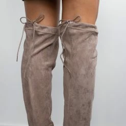 Συμφωνίες 🎉 The Fashion Project Μπότες πάνω από το γόνατο Suede - Τάουπε 😀 -Sneakers Κατάστημα mpotes suede panw apo to gonato 98911 avk1