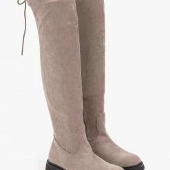 Συμφωνίες 🎉 The Fashion Project Μπότες πάνω από το γόνατο Suede - Τάουπε 😀 -Sneakers Κατάστημα mpotes suede panw apo to gonato 98911 dxnc