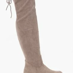 Συμφωνίες 🎉 The Fashion Project Μπότες πάνω από το γόνατο Suede - Τάουπε 😀 -Sneakers Κατάστημα mpotes suede panw apo to gonato 98911 khfo