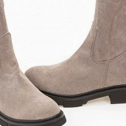 Συμφωνίες 🎉 The Fashion Project Μπότες πάνω από το γόνατο Suede - Τάουπε 😀 -Sneakers Κατάστημα mpotes suede panw apo to gonato 98911 ml8k