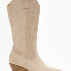 Συμφωνίες 🔥 The Fashion Project Μπότες Cowboy με ξύλινο τακούνι - Μπεζ 😉