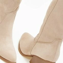 Συμφωνίες 🔥 The Fashion Project Μπότες Cowboy με ξύλινο τακούνι - Μπεζ 😉 -Sneakers Κατάστημα mpotes western me ksulino takouni 108731 ruo9