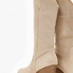 Συμφωνίες 🔥 The Fashion Project Μπότες Cowboy με ξύλινο τακούνι - Μπεζ 😉 -Sneakers Κατάστημα mpotes western me ksulino takouni 108731 ylzx