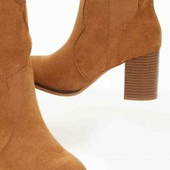 Το φθηνότερο 🛒 The Fashion Project Μπότες Western με οβάλ τελείωμα - Κάμελ 👏 -Sneakers Κατάστημα mpotes western me oval teleiwma 107093 wuks