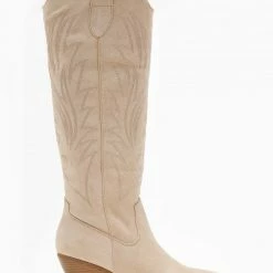 Best Pirce 🧨 The Fashion Project Μπότες Cowboy με σχέδιο στη γάμπα - Μπεζ 🔔