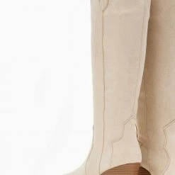 Αγορά 😍 The Fashion Project Μπότες Cowboy Suede με ραφές - Μπεζ ⭐ -Sneakers Κατάστημα mpotes western suede me rafes 108728 rd82