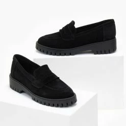 Το φθηνότερο 👍 Loafers δερμάτινα καστόρινα Estil - Μαύρο ✔️ -Sneakers Κατάστημα oxfords kastorina estil 107968 npje