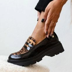 Flash Sale ⭐ Xti Footwear Loafers λουστρίνι με οικολογικό Ponyskin Xti 140215 - Leopard 💯 -Sneakers Κατάστημα oxfords me animal print leptomereia xti 140215 106398 m0ok