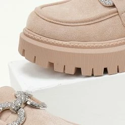 Flash Sale 👏 The Fashion Project Loafers Suede με Strass αγκράφα - Μπεζ 🧨 -Sneakers Κατάστημα oxfords suede me strass agkrafa 106290 2zfi