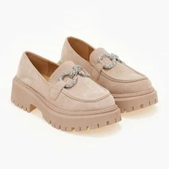 Flash Sale 👏 The Fashion Project Loafers Suede με Strass αγκράφα - Μπεζ 🧨 -Sneakers Κατάστημα oxfords suede me strass agkrafa 106290 3vz3