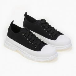 Flash Sale 💯 The Fashion Project 👟 Sneakers πάνινα με ιδιαίτερη σόλα - Μαύρο 😉