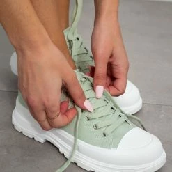 Καλύτερη πώληση 👏 The Fashion Project 👟 Sneakers πάνινα με ιδιαίτερη σόλα - Βεραμάν 👍