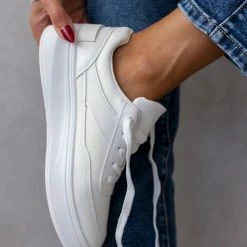 Καλύτερη πώληση ❤️ The Fashion Project 👟 Sneaker Flatforms σε συνδυασμό υλικών - Λευκό ❤️ -Sneakers Κατάστημα sneaker flatforms se sunduasmo ulikwn 106045 d1m1