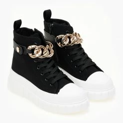 Καλύτερη πώληση 💯 The Fashion Project 👟 Sneakers μποτάκια με αλυσίδα - Μαύρο ⌛ -Sneakers Κατάστημα sneaker mpotakia me alusida 99951 5j61