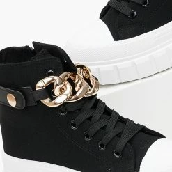 Καλύτερη πώληση 💯 The Fashion Project 👟 Sneakers μποτάκια με αλυσίδα - Μαύρο ⌛ -Sneakers Κατάστημα sneaker mpotakia me alusida 99951 g1n0