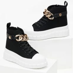 Καλύτερη πώληση 💯 The Fashion Project 👟 Sneakers μποτάκια με αλυσίδα - Μαύρο ⌛ -Sneakers Κατάστημα sneaker mpotakia me alusida 99951 nzeh