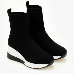 Συμφωνίες 💯 The Fashion Project 👟 Sneaker μποτάκια με πλεκτό σχέδιο - Μαύρο 😀 -Sneakers Κατάστημα sneaker mpotakia me plekto sxedio 105518 xep9