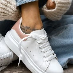 ΧΟΝΔΡΙΚΟ ΕΜΠΟΡΙΟ 🤩 The Fashion Project 👟 Sneakers Basic με κορδόνια - Λευκό/Ροζ ⌛