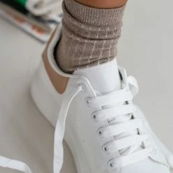 Συμφωνίες ✔️ The Fashion Project 👟 Sneakers Basic με κορδόνια - Λευκό/Χαλκό ✔️ -Sneakers Κατάστημα sneakers basic me kordonia 106059 0lpc