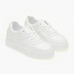 Καλύτερη πώληση ❤️ The Fashion Project 👟 Sneaker Flatforms σε συνδυασμό υλικών - Λευκό ❤️ -Sneakers Κατάστημα sneakers basic se sunduasmo ulikwn 106045 kuie