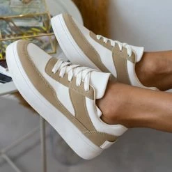 Εκπτωση ✨ The Fashion Project 👟 Sneaker Flatforms σε συνδυασμό υλικών - Λαδί 💯 -Sneakers Κατάστημα sneakers basic se sunduasmo ulikwn 106047 9sbn