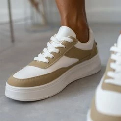 Εκπτωση ✨ The Fashion Project 👟 Sneaker Flatforms σε συνδυασμό υλικών - Λαδί 💯 -Sneakers Κατάστημα sneakers basic se sunduasmo ulikwn 106047 k7ct