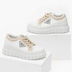 Προώθηση 🥰 The Fashion Project 👟 Sneakers Chunky με διχρωμία - Λευκό 👍 -Sneakers Κατάστημα sneakers me dixrwmia kai chunky sola 98903 grjt