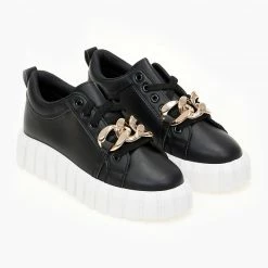 Το φθηνότερο 👍 The Fashion Project 👟 Sneakers με Oversized αλυσίδα - Μαύρο ⭐ -Sneakers Κατάστημα sneakers me oversized alusida 99735 8g72