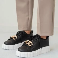 Το φθηνότερο 👍 The Fashion Project 👟 Sneakers με Oversized αλυσίδα - Μαύρο ⭐