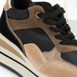 Νέος 🥰 The Fashion Project 👟 Sneaker Flatforms με ψηλή σόλα σε συνδυασμούς υλικών - Μαύρο 👏 -Sneakers Κατάστημα sneakers me psili sola se sunduasmous ulikwn 106067 txdf