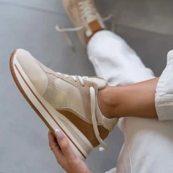 Εξοδος ✔️ The Fashion Project 👟 Sneaker Flatforms με ψηλή σόλα σε συνδυασμούς υλικών - Μπεζ ⭐ -Sneakers Κατάστημα sneakers me psili sola se sunduasmous ulikwn 106068 9xuc