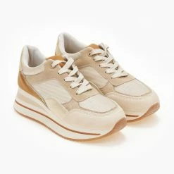 Εξοδος ✔️ The Fashion Project 👟 Sneaker Flatforms με ψηλή σόλα σε συνδυασμούς υλικών - Μπεζ ⭐ -Sneakers Κατάστημα sneakers me psili sola se sunduasmous ulikwn 106068 f9mc