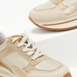 Εξοδος ✔️ The Fashion Project 👟 Sneaker Flatforms με ψηλή σόλα σε συνδυασμούς υλικών - Μπεζ ⭐ -Sneakers Κατάστημα sneakers me psili sola se sunduasmous ulikwn 106068 kxg8