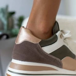 Φτηνός 😀 The Fashion Project 👟 Sneaker Flatforms με ψηλή σόλα σε συνδυασμούς υλικών - Λαδί ❤️ -Sneakers Κατάστημα sneakers me psili sola se sunduasmous ulikwn 106069 ggke