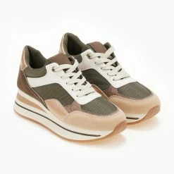 Φτηνός 😀 The Fashion Project 👟 Sneaker Flatforms με ψηλή σόλα σε συνδυασμούς υλικών - Λαδί ❤️ -Sneakers Κατάστημα sneakers me psili sola se sunduasmous ulikwn 106069 vwlj