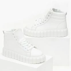 Προϋπολογισμός 🤩 The Fashion Project 👟 Sneakers μποτάκια με σχέδιο στη σόλα - Λευκό 🌟 -Sneakers Κατάστημα sneakers mpotakia me sxedio sti sola 99738 3s2z