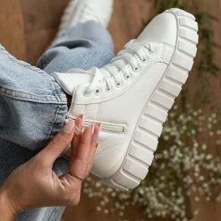 Προϋπολογισμός 🤩 The Fashion Project 👟 Sneakers μποτάκια με σχέδιο στη σόλα - Λευκό 🌟 -Sneakers Κατάστημα sneakers mpotakia me sxedio sti sola 99738 ncgf