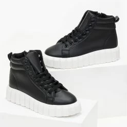 Εκπτωση ✨ The Fashion Project 👟 Sneakers μποτάκια με σχέδιο στη σόλα - Μαύρο 🔥 -Sneakers Κατάστημα sneakers mpotakia me sxedio sti sola 99739 fsms