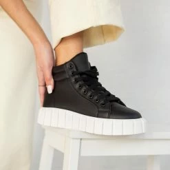 Εκπτωση ✨ The Fashion Project 👟 Sneakers μποτάκια με σχέδιο στη σόλα - Μαύρο 🔥 -Sneakers Κατάστημα sneakers mpotakia me sxedio sti sola 99739 zgax