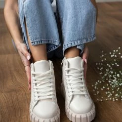 Αγορά 🎁 The Fashion Project 👟 Sneakers μποτάκια με σχέδιο στη σόλα - Μπεζ 🧨 -Sneakers Κατάστημα sneakers mpotakia me sxedio sti sola 99740 agkm